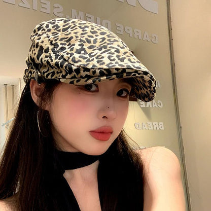 Flat Leopard Print Cap