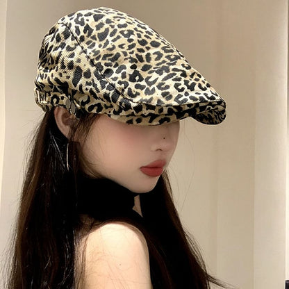 Flat Leopard Print Cap