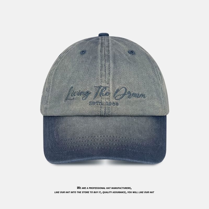 Cap Lettering Denim Baseball Embroidered