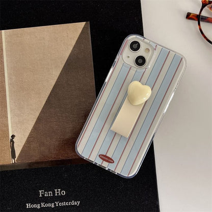 Striped Phone Case / Bead Finger Strap / Heart Finger Strap / Set