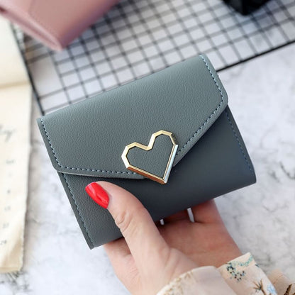 Short Wallet Leather Accent Faux Heart