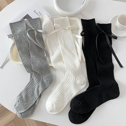 Chaussettes hautes unies à nœud