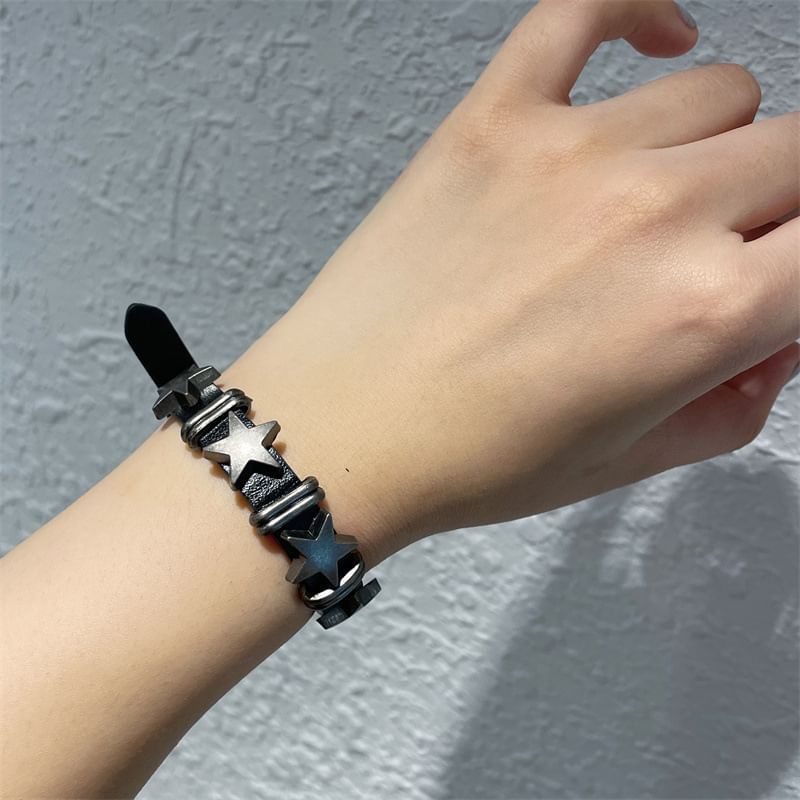 Faux Leather Star Bracelet