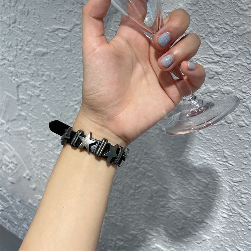 Faux Leather Star Bracelet