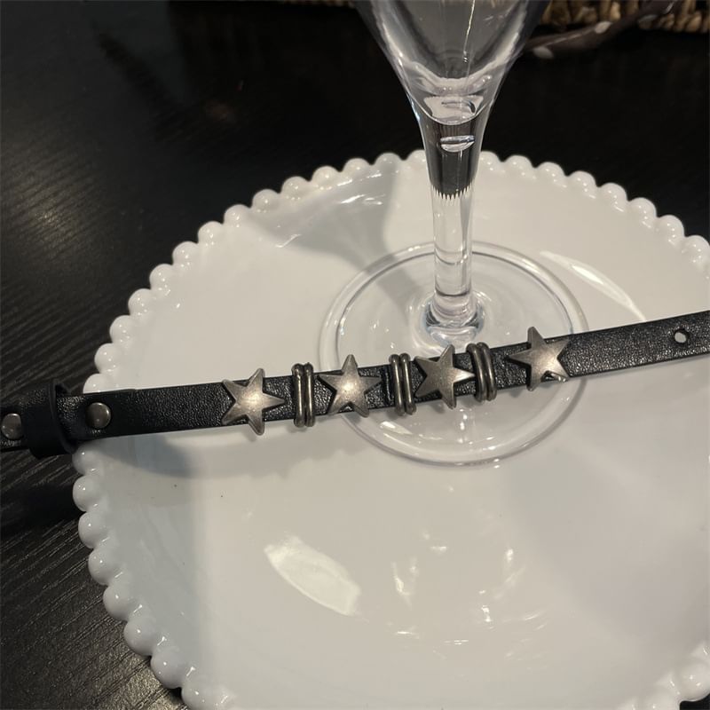 Faux Leather Star Bracelet