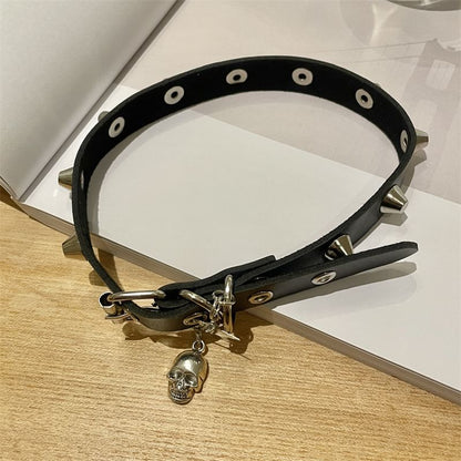 Faux Studded Leather Choker
