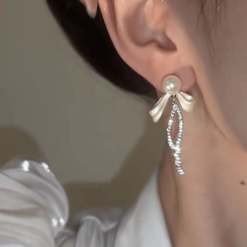 Earring Drop Rhinestone Bow