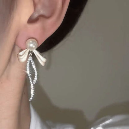 Earring Drop Rhinestone Bow