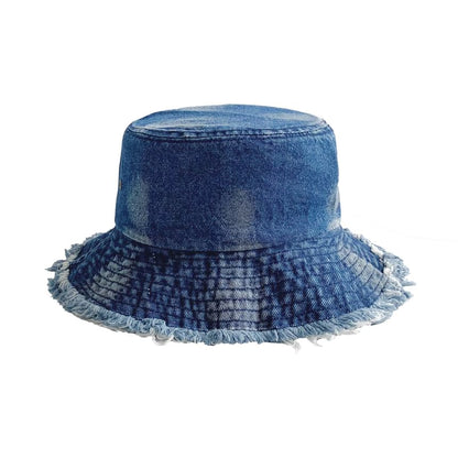 Washed Fray Denim Bucket Hat