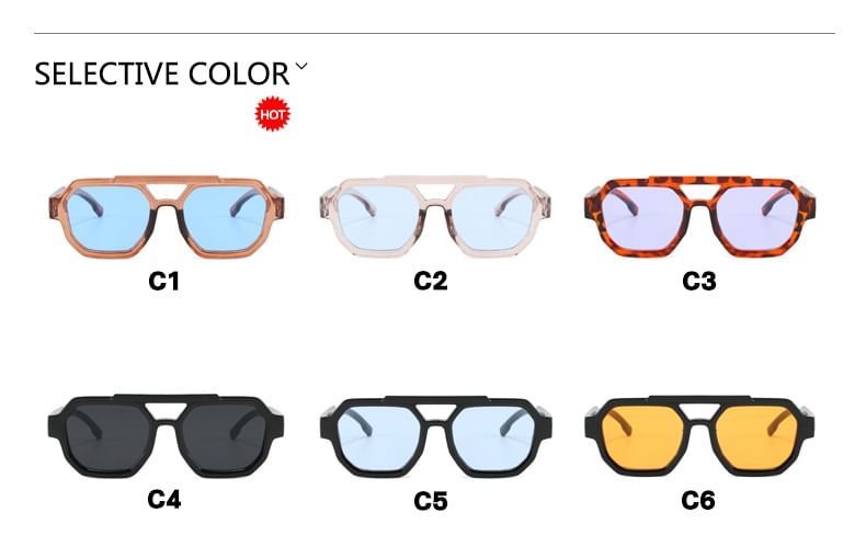 Bridge Sunglasses Plastic Geometric Double