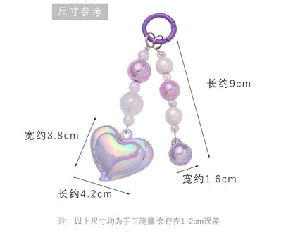 Heart Bead Acrylic Bag Charm Keyring Phone