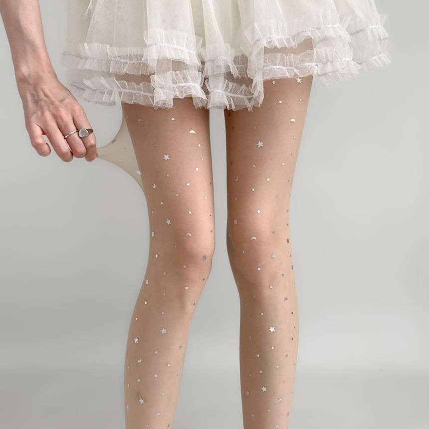 Star Print Sheer Tights