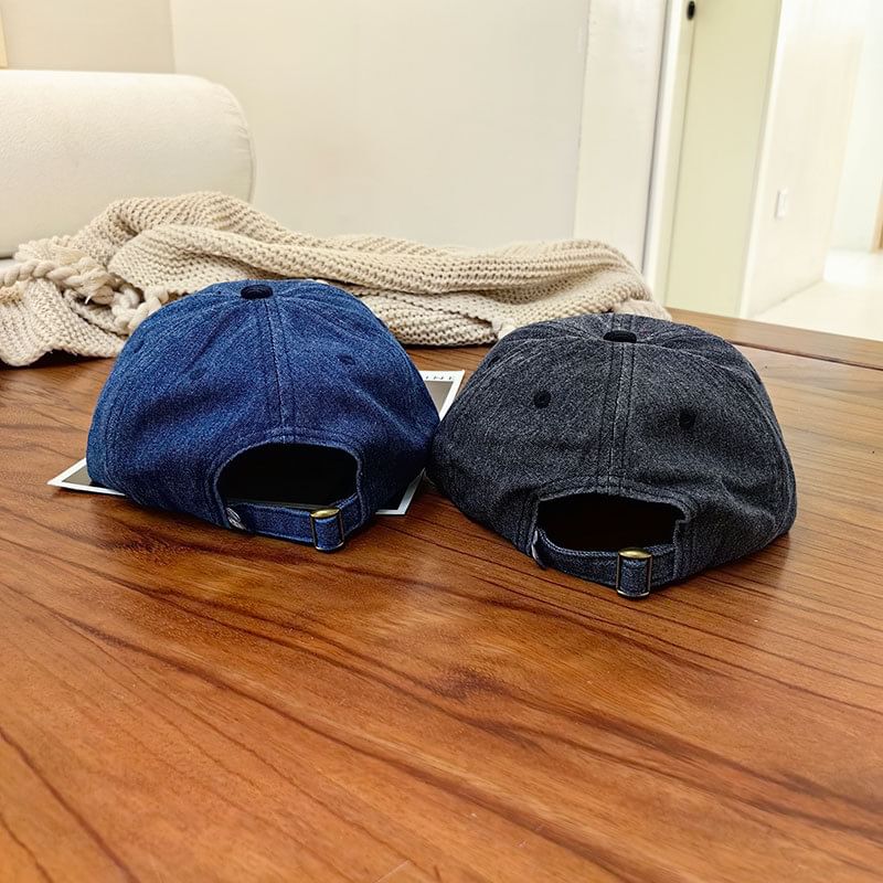 Lettering Embroidered Corduroy Cap