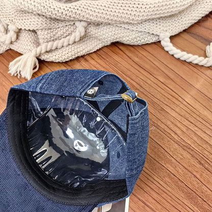 Lettering Embroidered Corduroy Cap