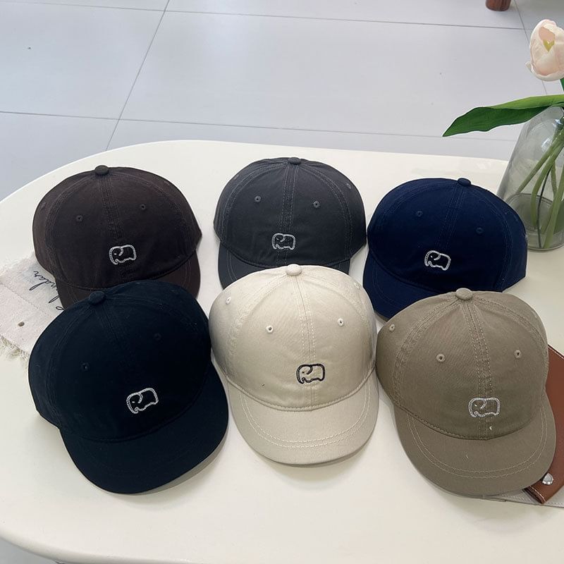 Embroidered Short Brim Elephant Cap