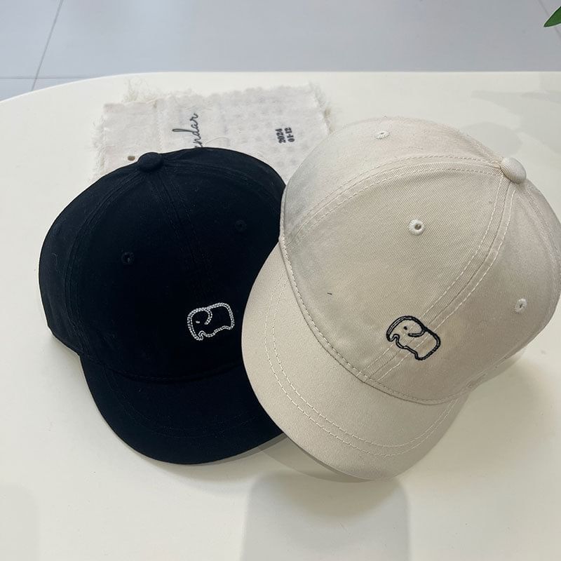 Embroidered Short Brim Elephant Cap
