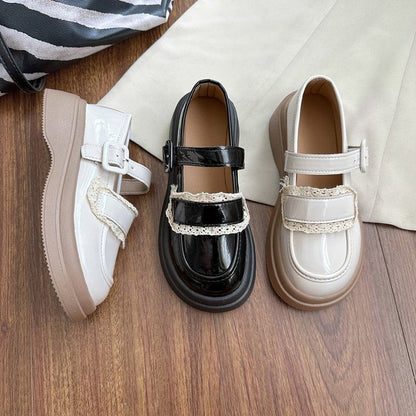 Lace Trim Platform Loafers