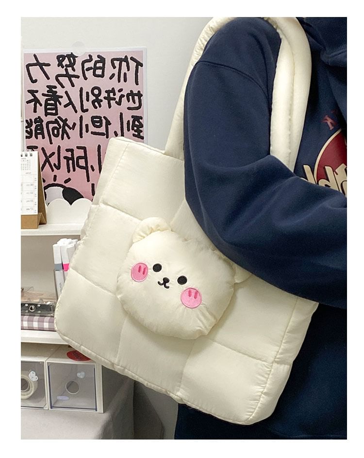 Bag Nylon Bear Applique Quilted Tote