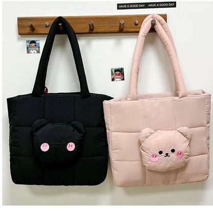 Bag Nylon Bear Applique Quilted Tote