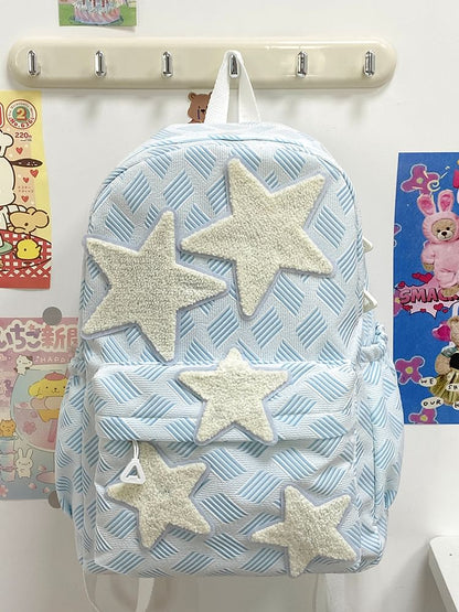 Star Applique Zipper Nylon Backpack