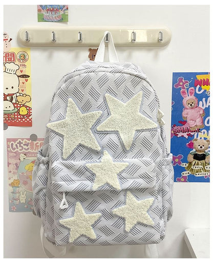 Star Applique Zipper Nylon Backpack