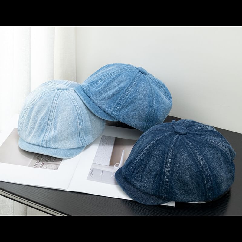 Brim Newsboy Cap Short Denim