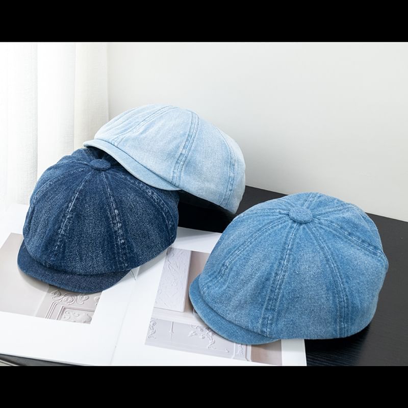 Brim Newsboy Cap Short Denim