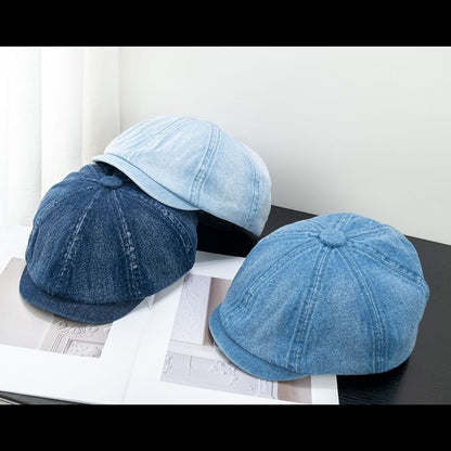 Brim Newsboy Cap Short Denim