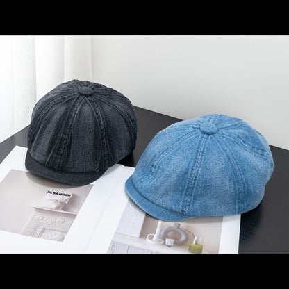 Brim Newsboy Cap Short Denim