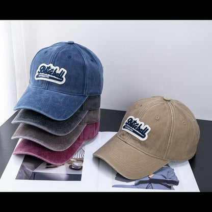 Cotton Vintage Brim Washed Embroidered Cap Curved Baseball