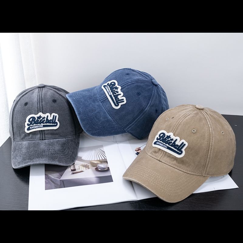Cotton Vintage Brim Washed Embroidered Cap Curved Baseball