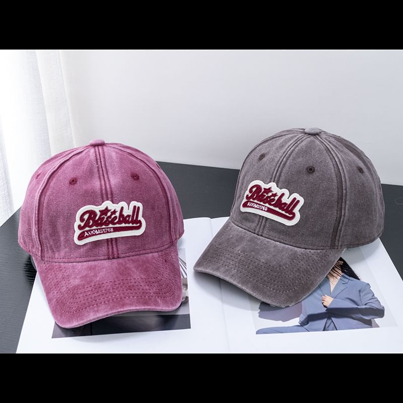 Cotton Vintage Brim Washed Embroidered Cap Curved Baseball