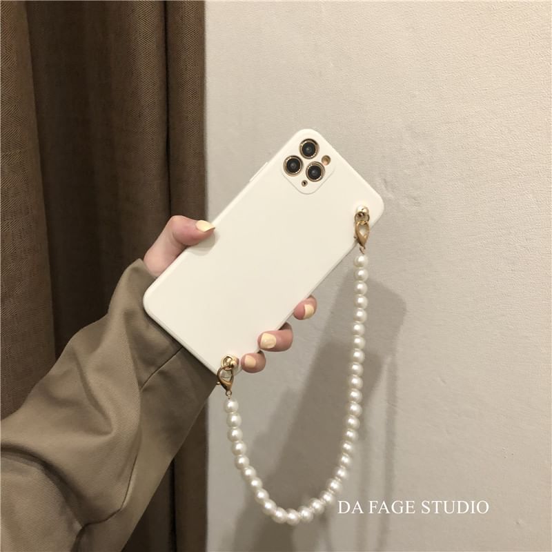 Phone Faux Strap Pearl Case