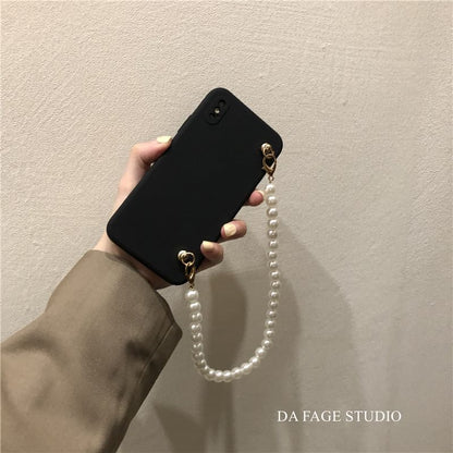Phone Faux Strap Pearl Case