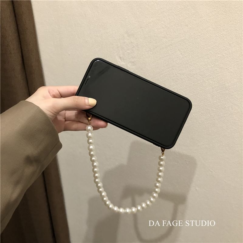 Phone Faux Strap Pearl Case