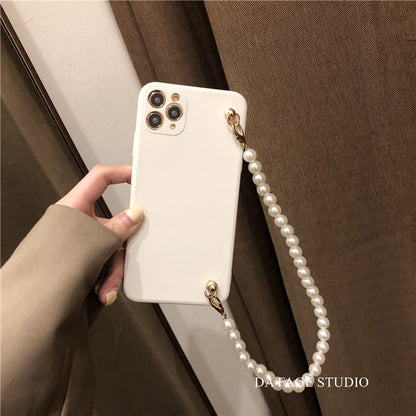 Phone Faux Strap Pearl Case
