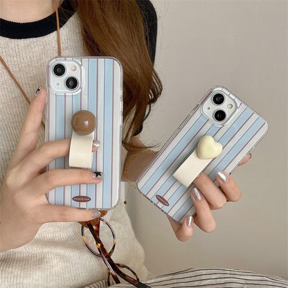 Striped Phone Strap Case Finger