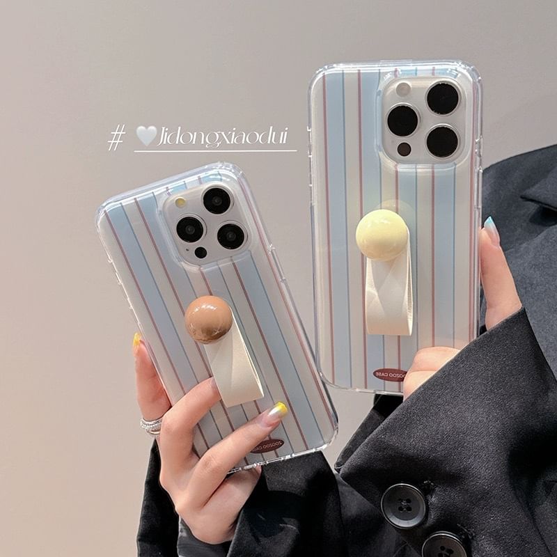 Striped Phone Strap Case Finger