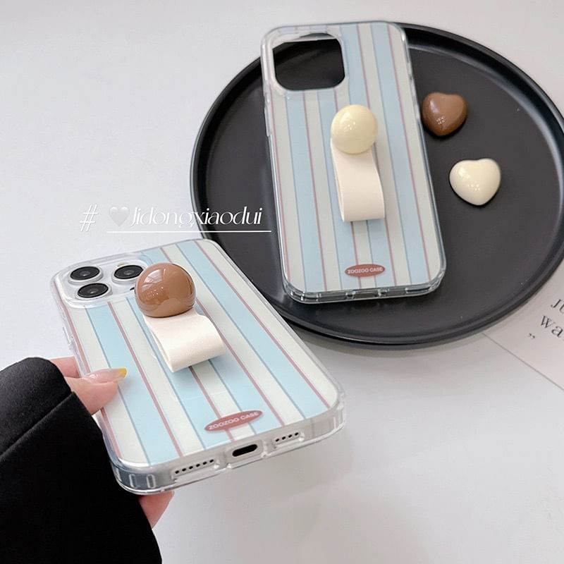 Striped Finger Strap Phone Case