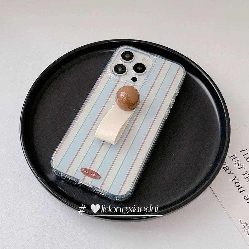 Striped Phone Strap Case Finger