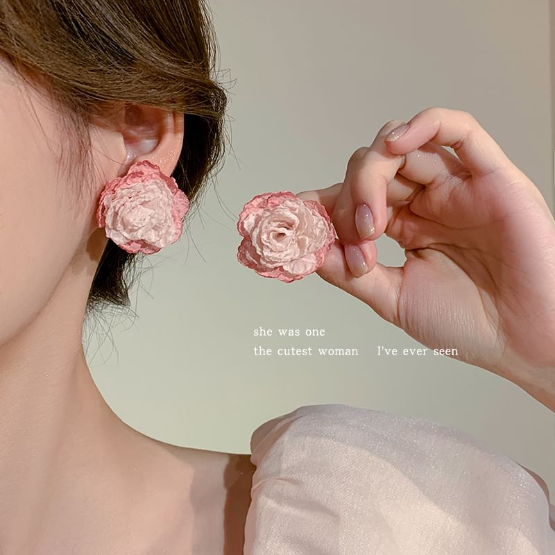 Floral Fabric Stud Earring