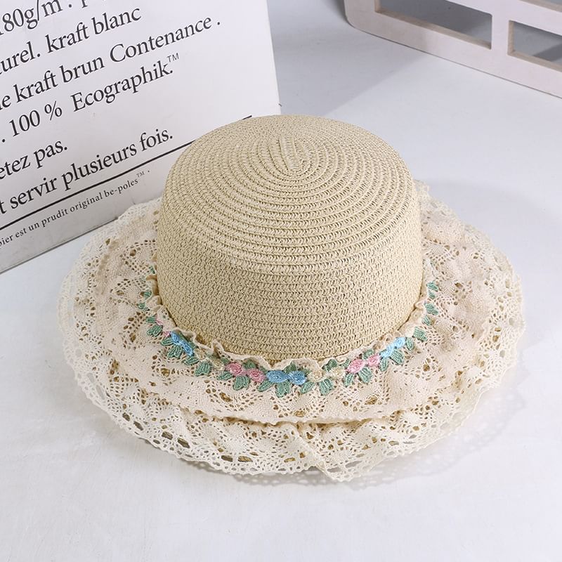 Boater Embroidered Flower Hat Trim Lace