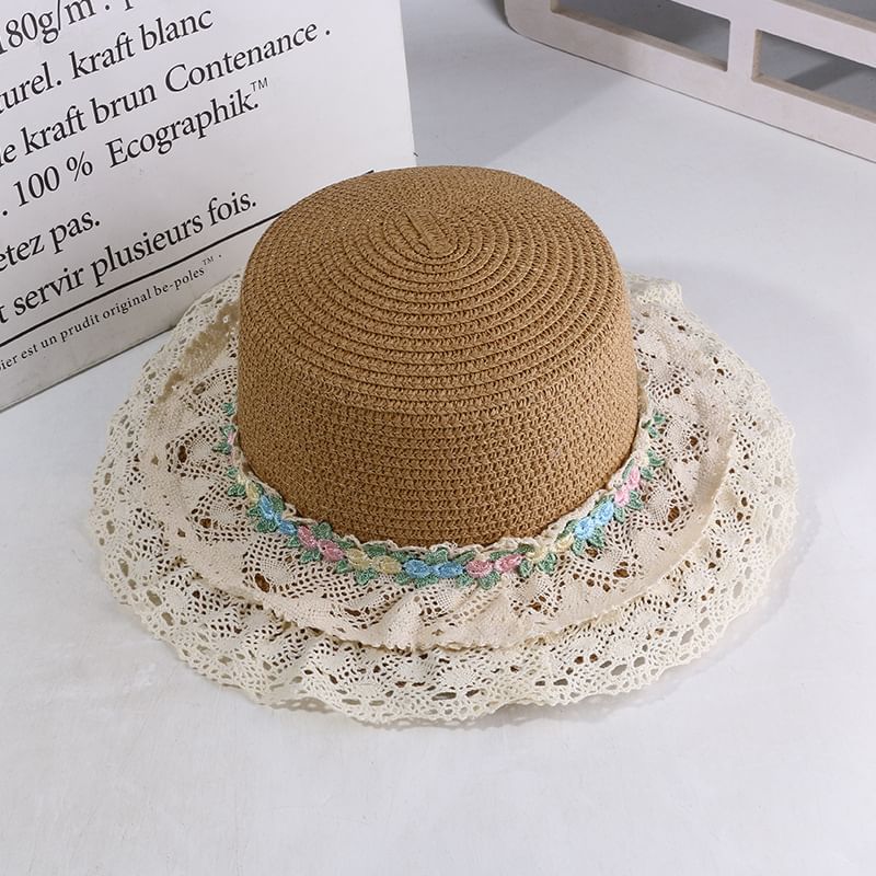 Boater Embroidered Flower Hat Trim Lace