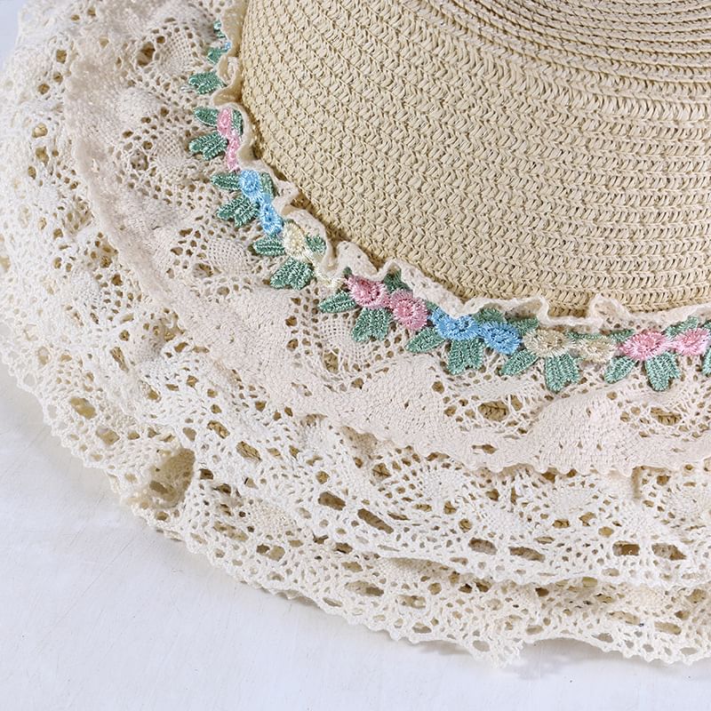 Boater Embroidered Flower Hat Trim Lace
