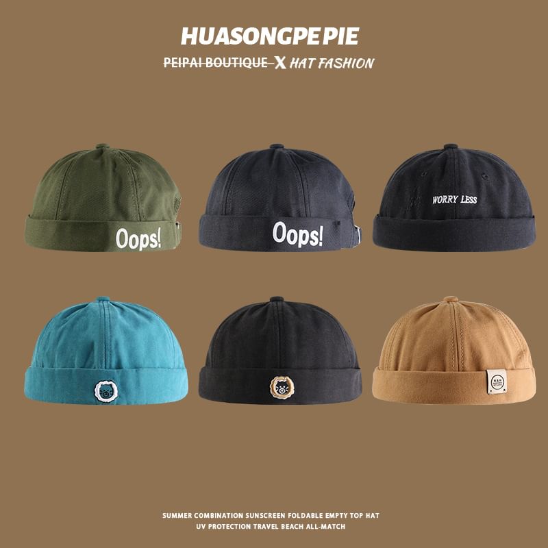 Cap Embroidered Letter Brimless