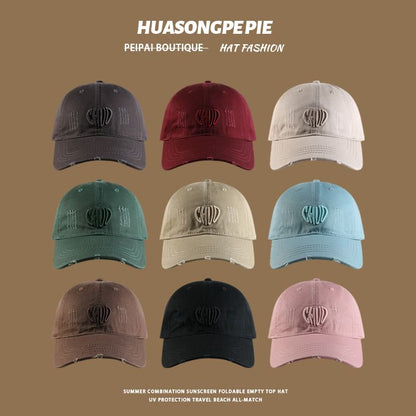 Distressed Letter Cap Baseball Embroidered