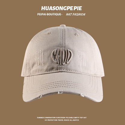 Distressed Letter Cap Baseball Embroidered