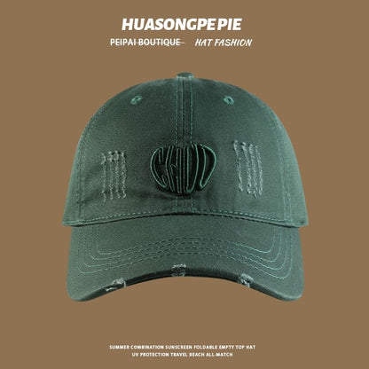 Distressed Letter Cap Baseball Embroidered