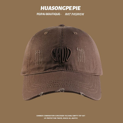 Distressed Letter Cap Baseball Embroidered