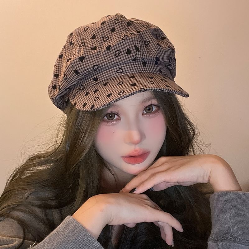 Print Newsboy Heart Cap